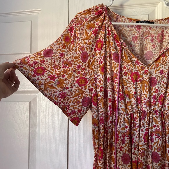 Womens Maternity V Neck Floral Mini Dress Short Sleeve Boh - Picture 4 of 7